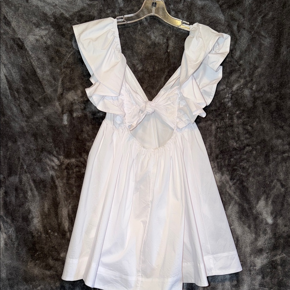 Chic White Ruffle Mini Dress - Picture 3 of 4